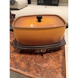 Vintage West Bend 6 Quart Slow Cooker Ombre Metal Lid
